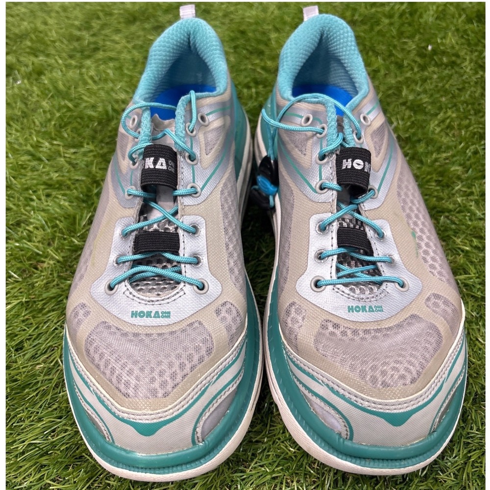 Hoka One‎ One Bondi 3 Running Shoes Womens 8 Grey Teal Good